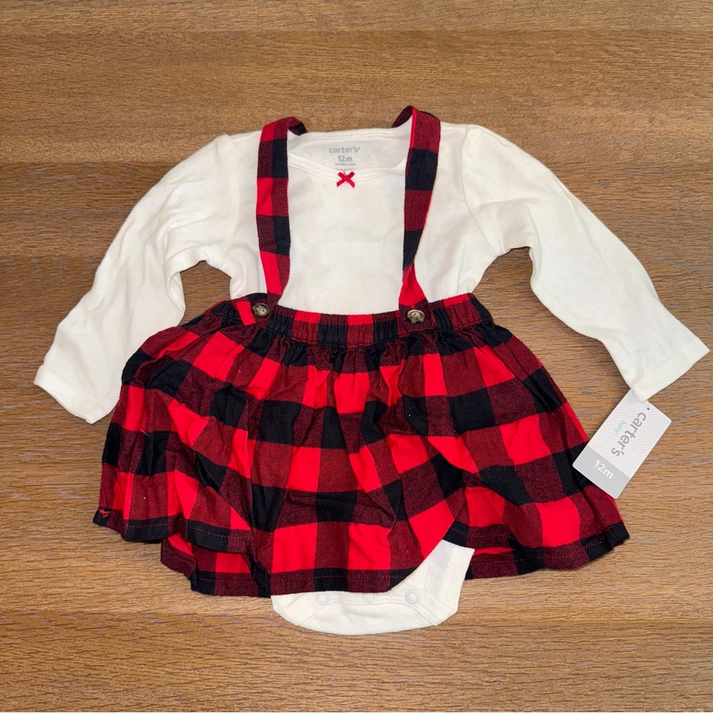 Carter’s Baby Holiday Bodysuit & Plaid Skirtall Set.